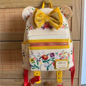Loungefly Minnie Mouse Floral Backpack - Yellow and Cream
